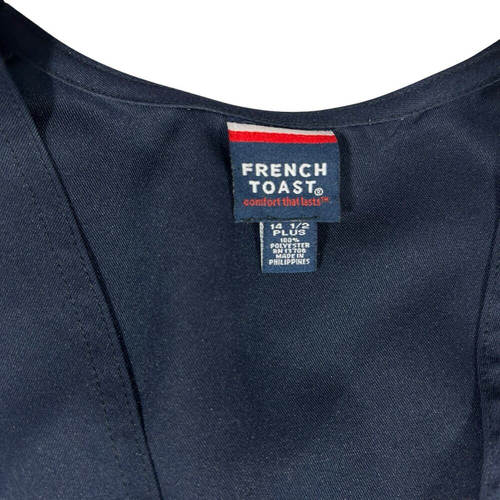 French Toast Navy Blue Jumper Girls V Neck Pleated School Uniform Sz 14.5 - Picture 9 of 10
